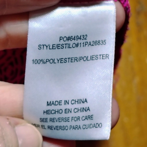 Free 2 Luv Women 1X Chevron Print Tie Neck Blouse Pink Orange Boho festival - Picture 5 of 8